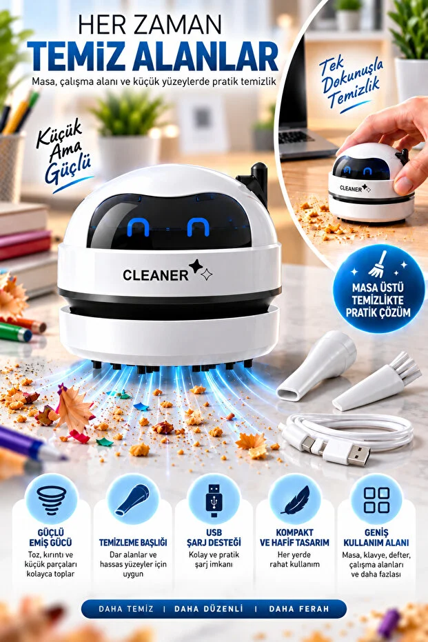 Masa Ve Küçük Alanlar İçin Mini Vakum Süpürge